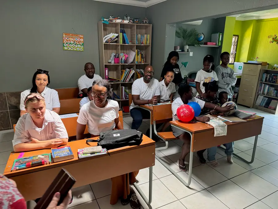 The Well Projects team with the children at the orphanage in Randburg, South Africa
